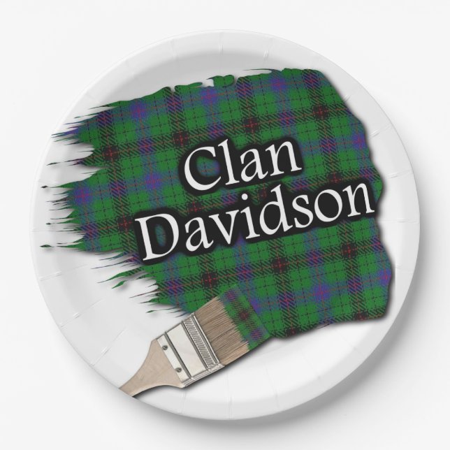 Plato De Papel Clan Davidson Scottish Tartan Paint Brush (Anverso)