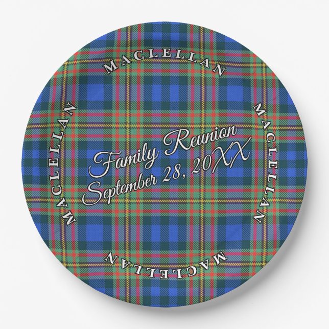 Plato De Papel Clan de Escocia Clan Clan MacLellan Tartan Event (Anverso)
