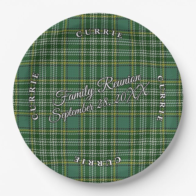 Plato De Papel Clan de Escocia Clan Currie Tartan Event (Anverso)