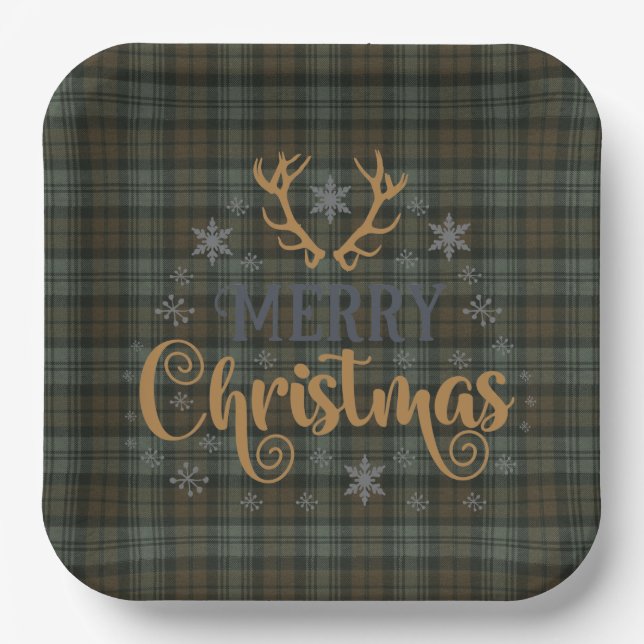 Plato De Papel Clan escocés Tartn Navidades de BlackWatch Weather (Anverso)