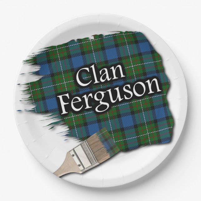 Plato De Papel Clan Ferguson Scottish Tartan Paint Brush (Anverso)