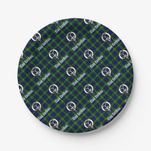 Plato De Papel Clan Gordon Tartan Escudo