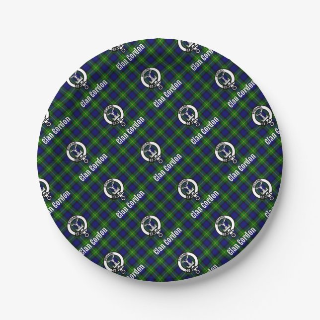 Plato De Papel Clan Gordon Tartan Escudo (Anverso)