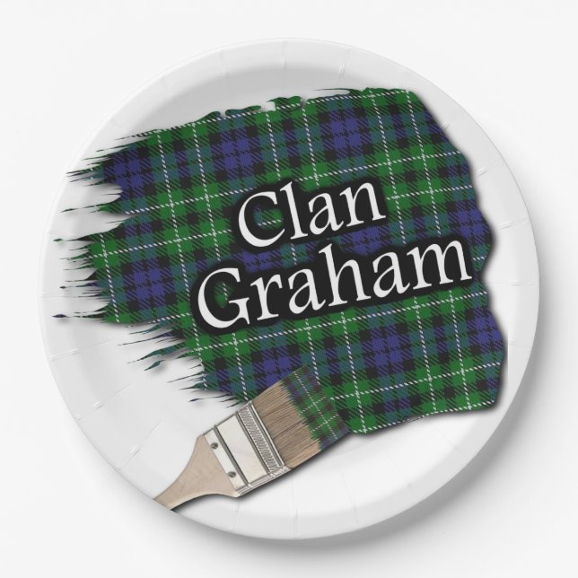 Plato De Papel Clan Graham Scottish Tartan Paint Brush (Anverso)