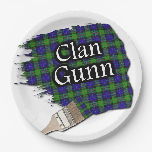 Plato De Papel Clan Gunn Scottish Tartan Paint Brush (Anverso)