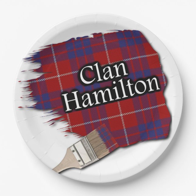 Plato De Papel Clan Hamilton Scottish Tartan Paint Brush (Anverso)