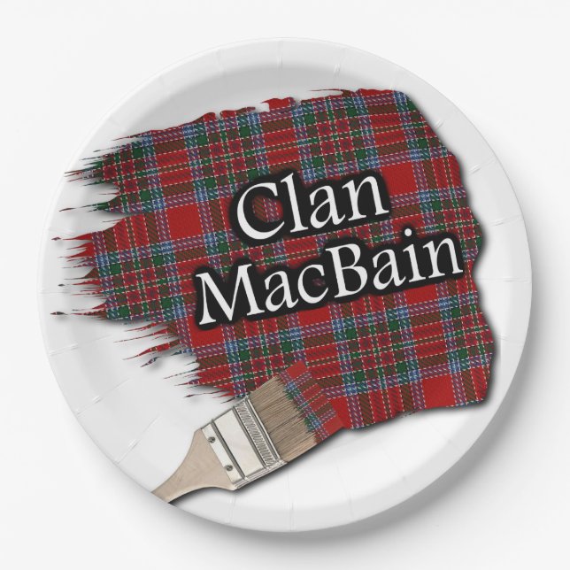 Plato De Papel Clan MacBain Scottish Tartan Paint Brush (Anverso)