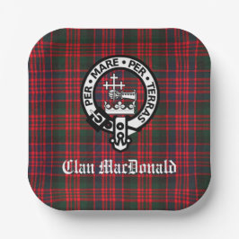 Plato De Papel Clan MacDonald Escudo y Tartán moderno