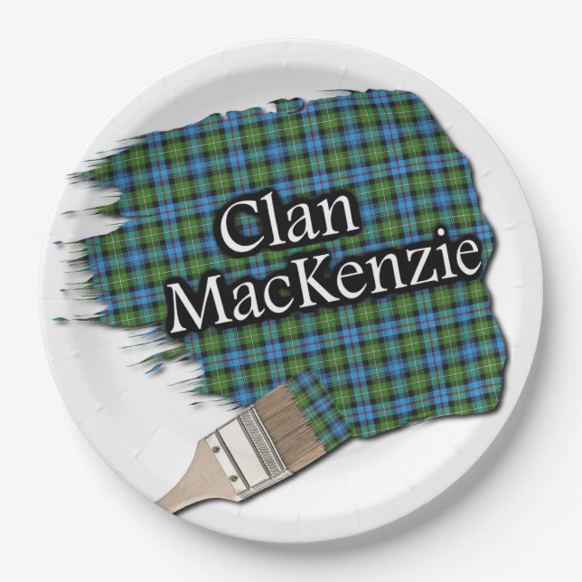 Plato De Papel Clan MacKenzie Scottish Tartan Paint Brush (Anverso)