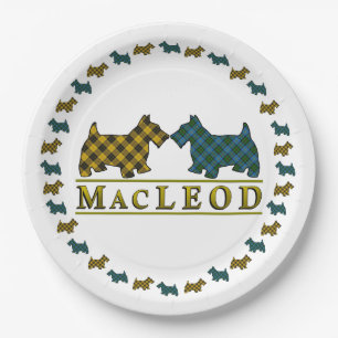 Plato De Papel Clan MacLeod Scottish Tartan Scottie Dogs