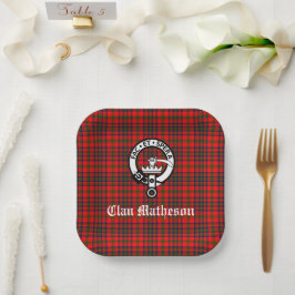 Plato De Papel Clan Matheson Escudo Badge y Tartán