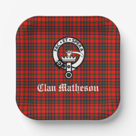 Plato De Papel Clan Matheson Escudo Badge y Tartán