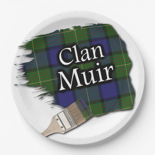 Plato De Papel Clan Muir Scottish Tartan Paint Brush (Anverso)