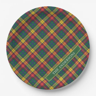 Plato De Papel Clan personalizado Buchanan Tartan Plaid