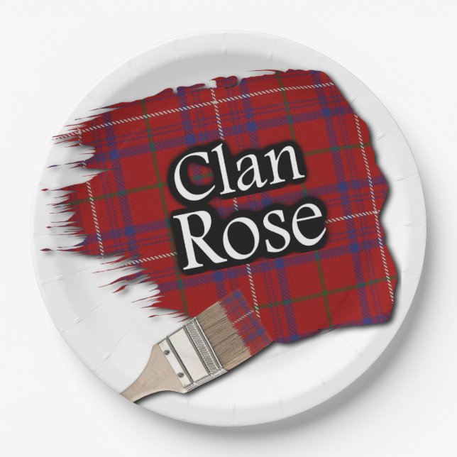 Plato De Papel Clan Rosa Scottish Tartan Paint Brush (Anverso)