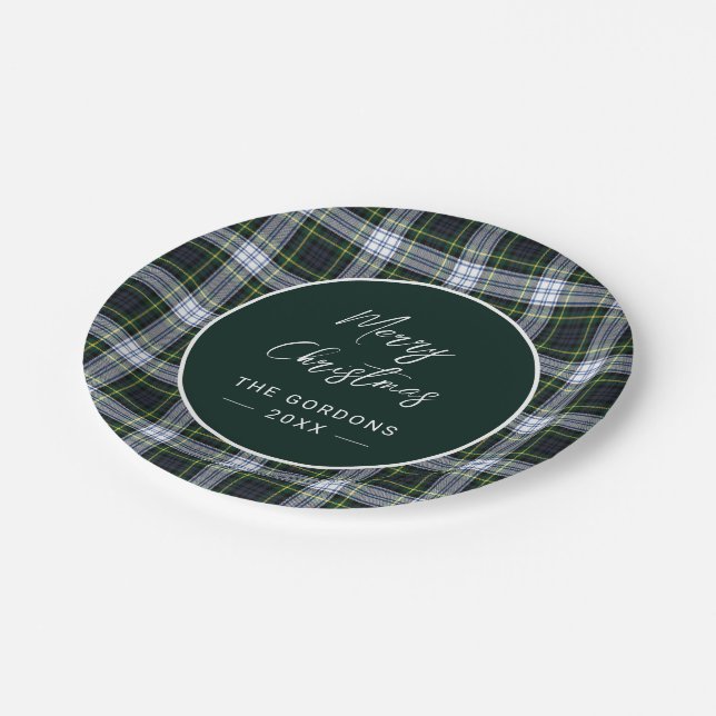 Plato De Papel Clan ruso de escritura verde Gordon Tartan (Angular)
