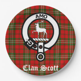 Plato De Papel Clan Scott Escudo Badge y Tartán