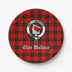 Plato De Papel Clan Wallace Escudo Badge y Tartán