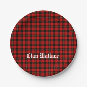 Plato De Papel Clan Wallace Tartan y Textos