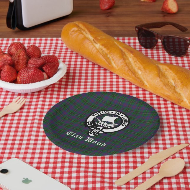 Plato De Papel Clan Wood Escudo y Tartán (Picnic)