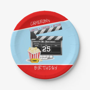 Plato De Papel Clapboard de película Popcorn 25th Birthday