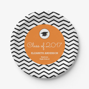 Plato De Papel Clase anaranjada de graduación personalizada 2017