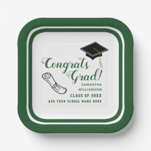 Plato De Papel Clase blanca y verde del Grado de Felicitaciones 2