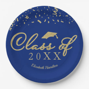 Plato De Papel Clase de 2021 Escritura en Oro Fiesta de Graduació