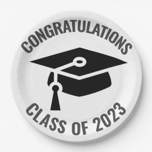 Plato De Papel Clase de 2023 Fiesta de Black Graduation College