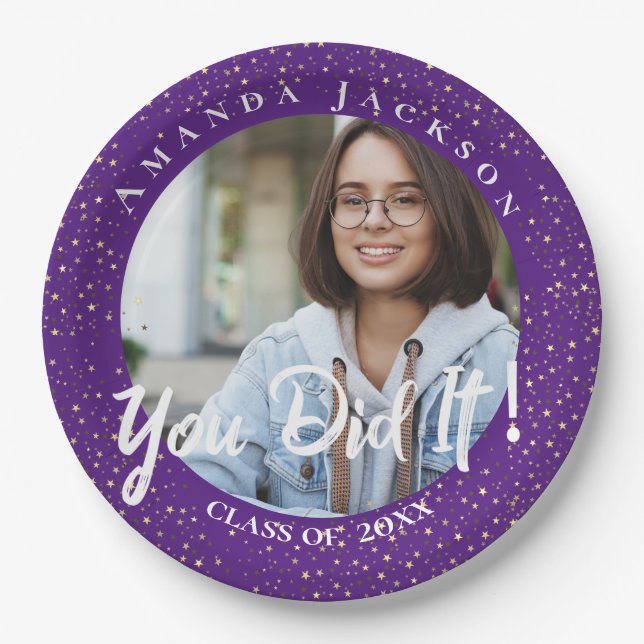 Plato De Papel Clase de 2023 You did It Photo Graduation Party (Anverso)
