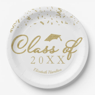 Plato De Papel Clase de 2024 Escritura en Oro Fiesta de Graduació
