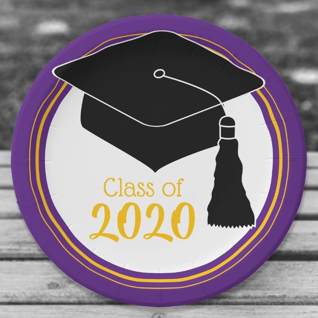 Plato De Papel Clase de 2024 Grad Cap Purple y Gold (Subido por el creador)