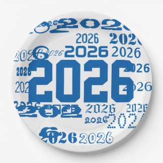 Plato De Papel Clase de 2026 Patrón de graduación Año de graduaci