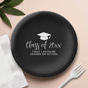 Plato De Papel Clase de 20xx Letra y nombre de moda - Negro