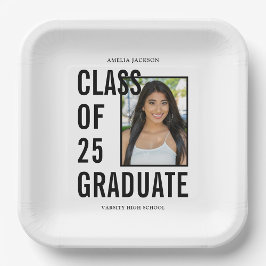 Plato De Papel Clase De 25 Partido De Graduación De Fotografías E