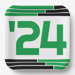 Plato De Papel Clase de Barras verdes y negras del graduado 24