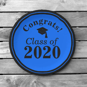 Plato De Papel Clase de felicitaciones de 2020 Blue Black