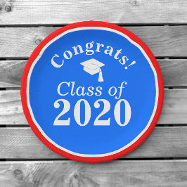 Plato De Papel Clase de felicitaciones de 2024 Azul Blanco Rojo