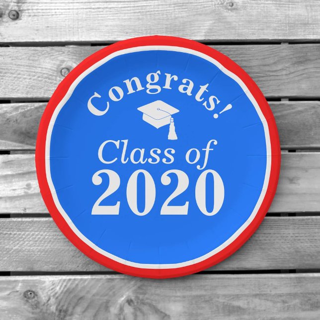 Plato De Papel Clase de felicitaciones de 2024 Azul Blanco Rojo (Subido por el creador)
