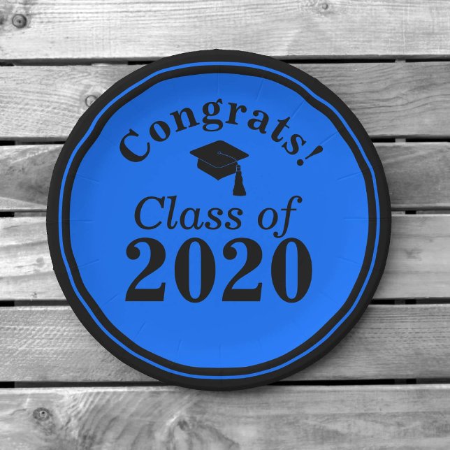 Plato De Papel Clase de felicitaciones de 2024 Negro azul (Subido por el creador)