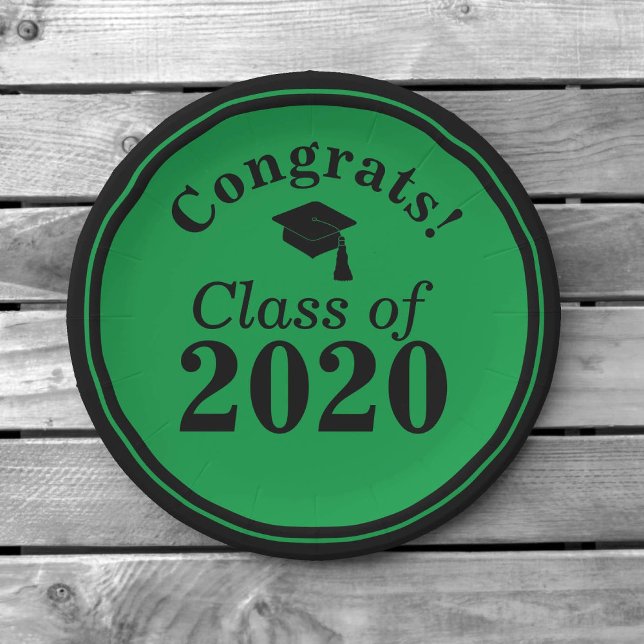 Plato De Papel Clase de felicitaciones de 2024 Negro verde (Subido por el creador)