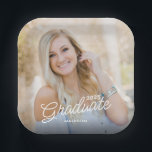 Plato De Papel Clase de foto de escritura moderna de graduación 2<br><div class="desc">Este plato de papel de la fiesta de graduación incluye una foto cuadrada que llena todo el plato y se acentúa con texto de escritura moderno encima de la foto. Personaliza con el nombre del graduado y el año de graduación.</div>