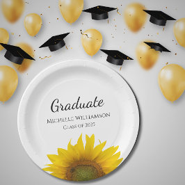Plato De Papel Clase de girasol amarillo del Partido de Graduació