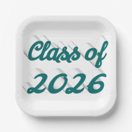 Plato De Papel Clase de graduación de guión verde 2026