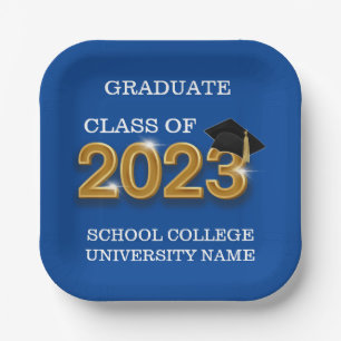Plato De Papel Clase de graduado azul moderno de 2023