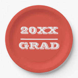 Plato De Papel Clase De Graduados Fiesta Suministros Blanco Rojo