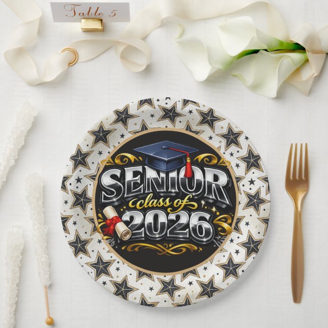 Plato De Papel Clase de graduados superiores 2026 (Boda)