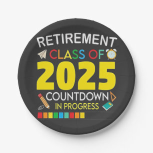 Plato De Papel Clase de Jubilación de 2025 Cuenta regresiva en pr
