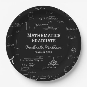Plato De Papel Clase de matemáticas de la tipografía de 2023 Grad