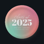 Plato De Papel Clase de moda de Gradiente Rosa 2024<br><div class="desc">Las Placas de Papel de Gradiente Rosado de 2024 de la clase de moda presentan un gradiente divertido y brillante en tonos rosa,  melocotón,  coral y verde verde azulado,  junto con una caligrafía elegante y un año de graduación.</div>